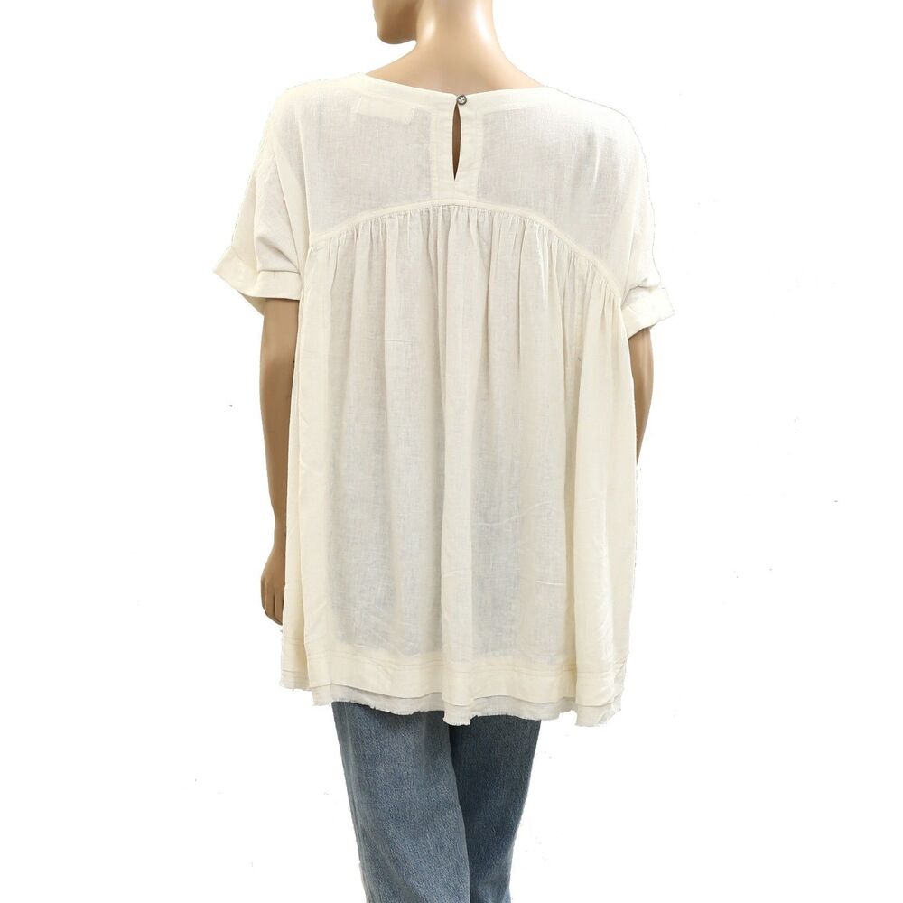 Free People We The Free Moon City Tunic Top Oversized Babydoll Ivory S 285732 - Picture 6 of 9